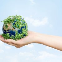 mano ecologista vida sostenible sosteniendo tierra verde
